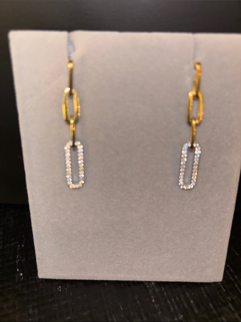 Gold-Tone Linked Drop Earrings with Crystal-Trimmed Links
